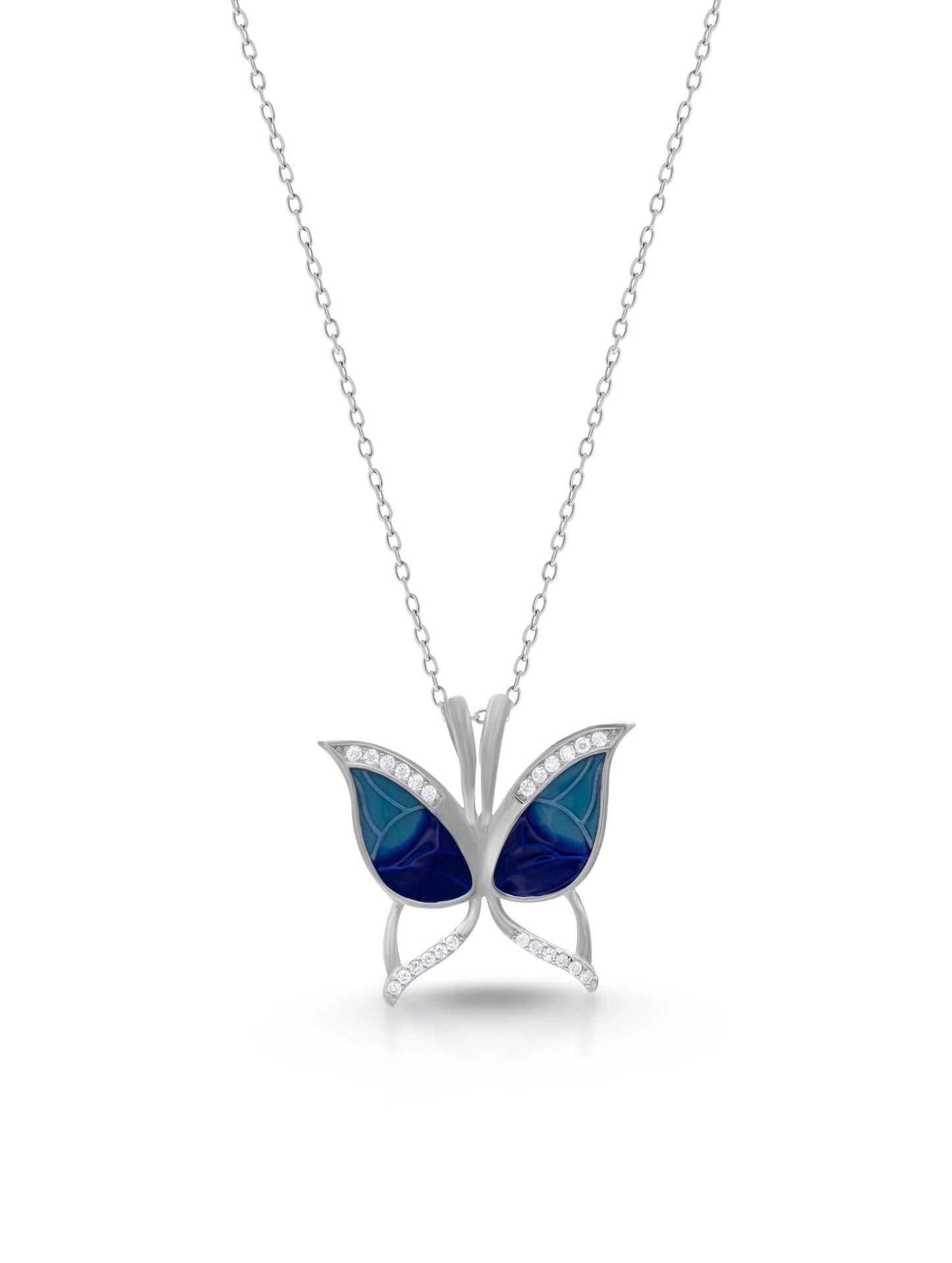 Butterfly Pendant Necklace | Elegant Blue Crystal Butterfly Necklace for Women