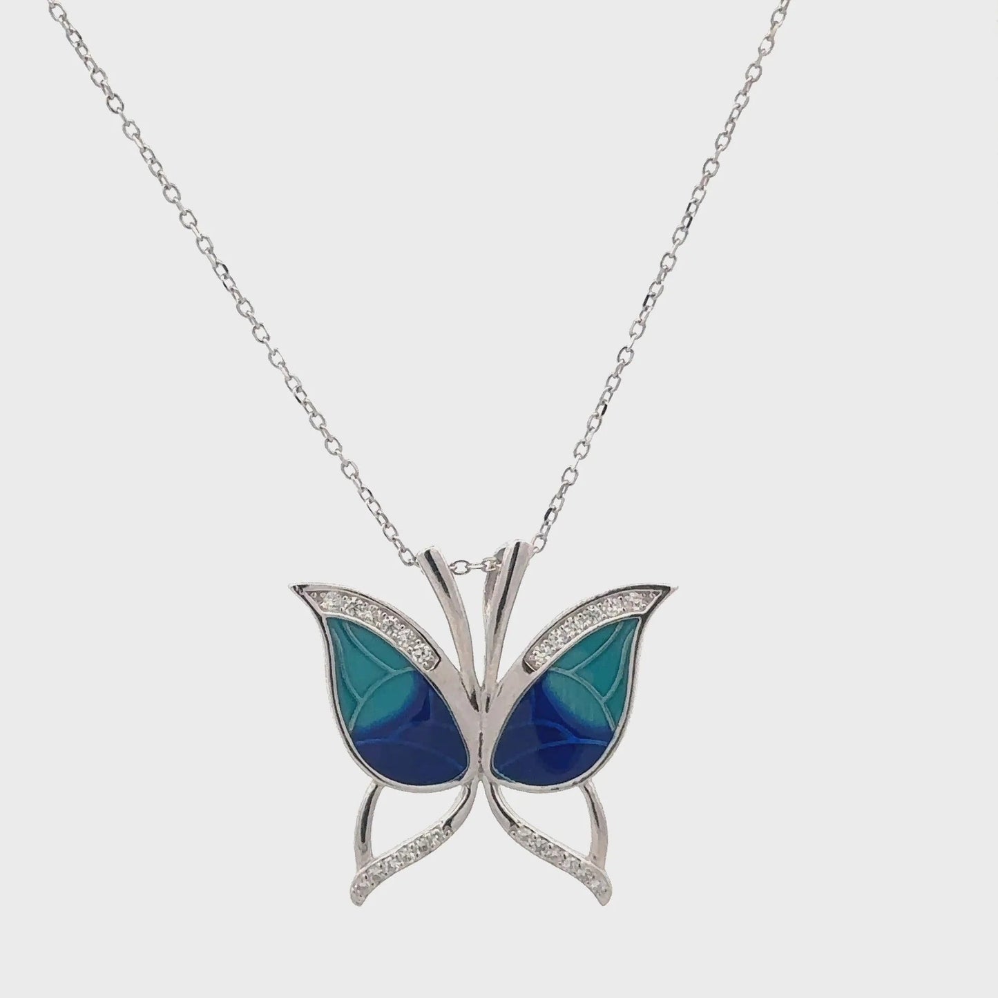 Butterfly Pendant Necklace | Elegant Blue Crystal Butterfly Necklace for Women